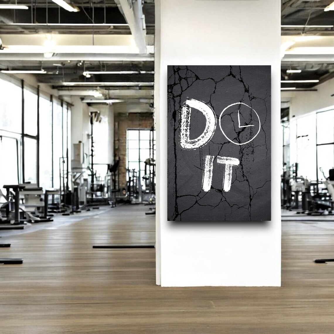 Do It Chalk Hand Lettering Clock Cracked Concrete Motivational Poster - Image 4