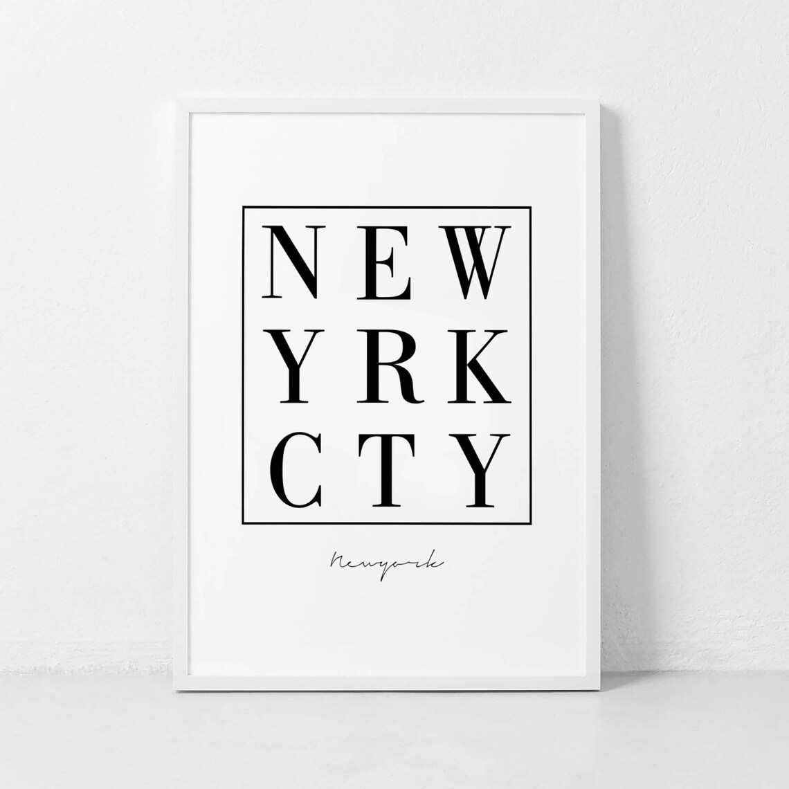 New York City Bold Serif Typography City Wall Sign Art Poster
