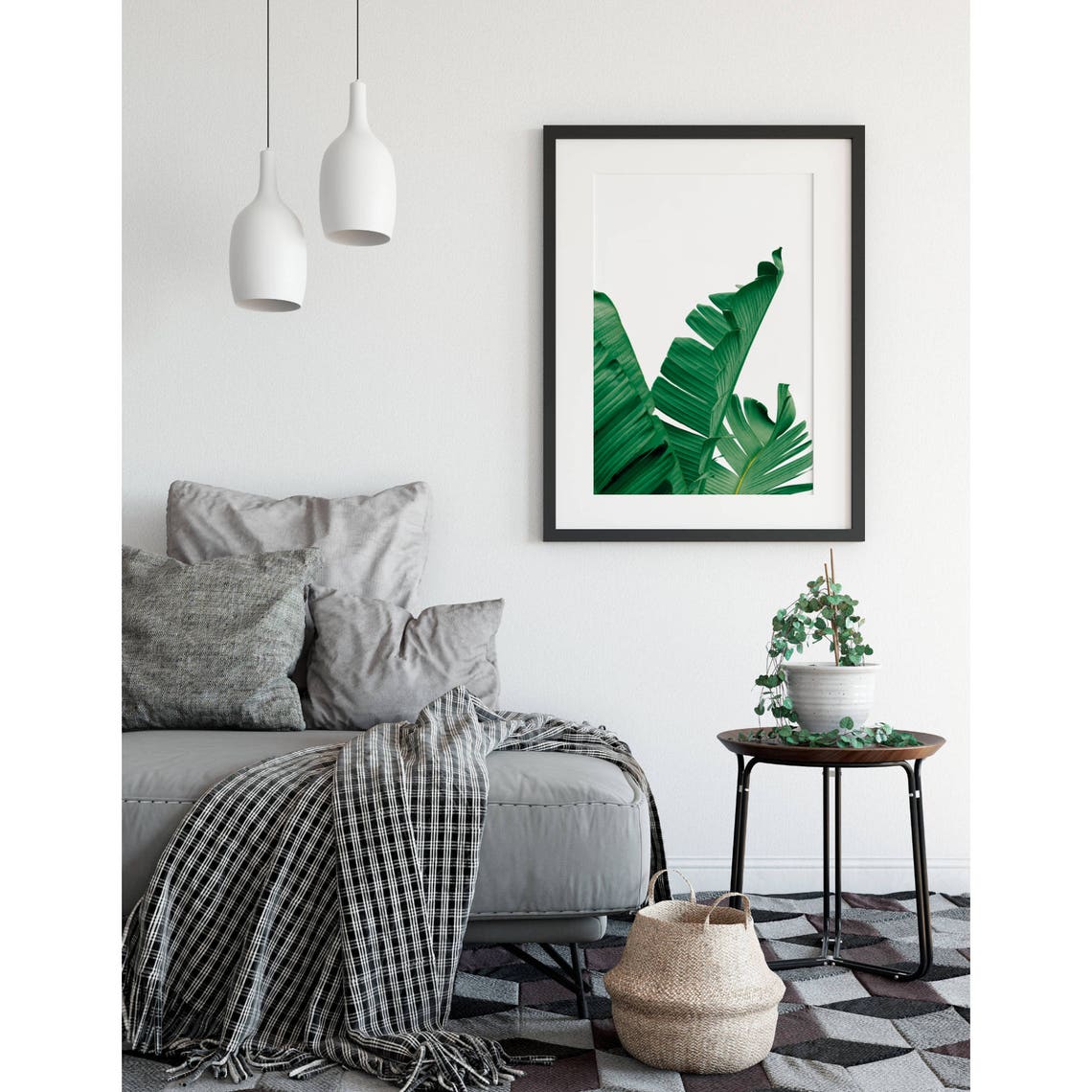 Green Banana Leaf Botanical Minimalist White Background Poster - Image 3