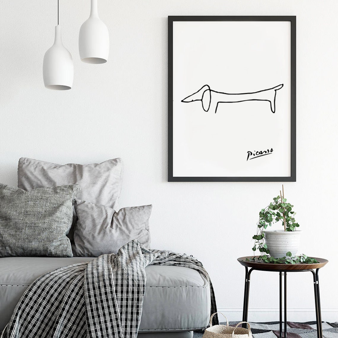 Picasso Style Dachshund Dog Line Drawing Sketch Minimalist Poster - Image 3