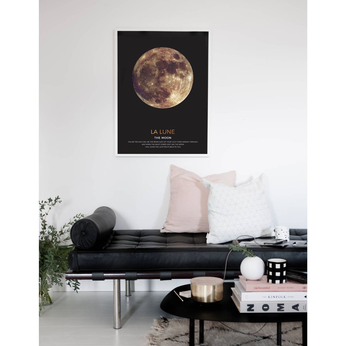 La Lune Golden Full Moon Black Sky Astronomy Photo Art Poster - Image 3