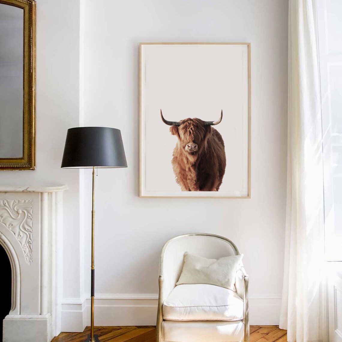 Highland Cow Portrait Art Print, Farm Animal Wall Art - Image 3