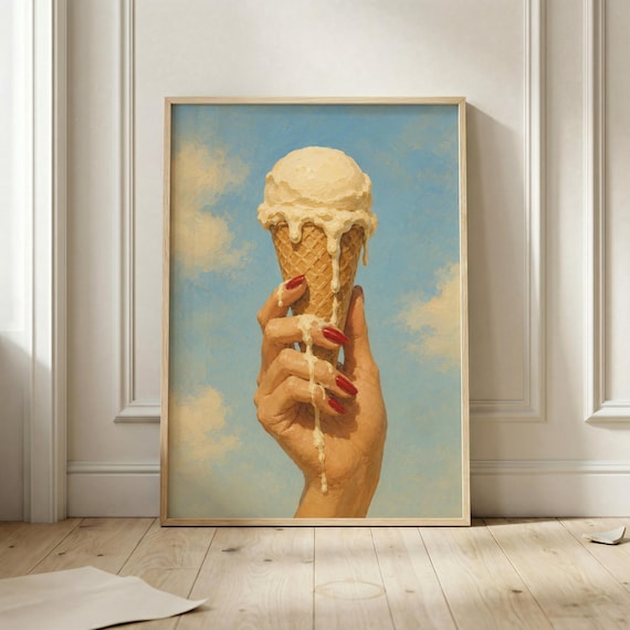 Melting Ice Cream, Retro Vintage Food Poster