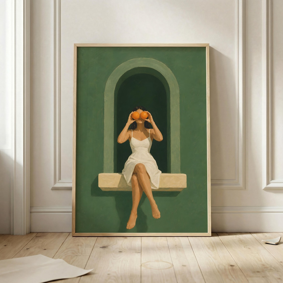 Mediterranean Sunlit Window Poster, Minimalist Travel Poster