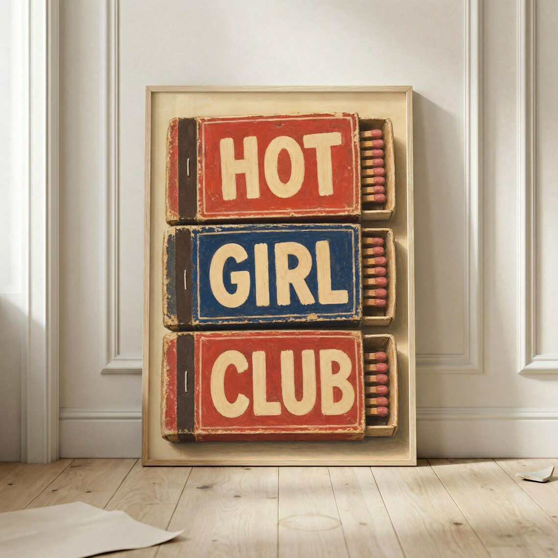 Vintage Matchbook Poster, Retro Typography Art Print
