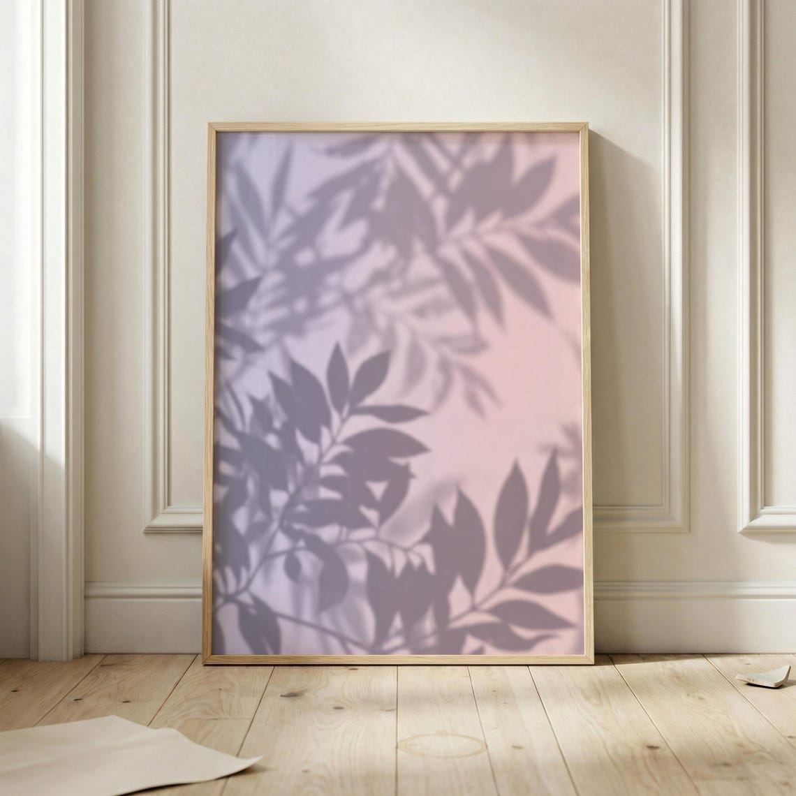 Soft Purple Leaf Shadows Dreamy Botanical Shadow Play Art Poster