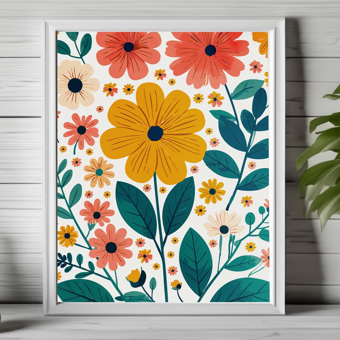 Bold Floral Print, Boho Flower Art Print