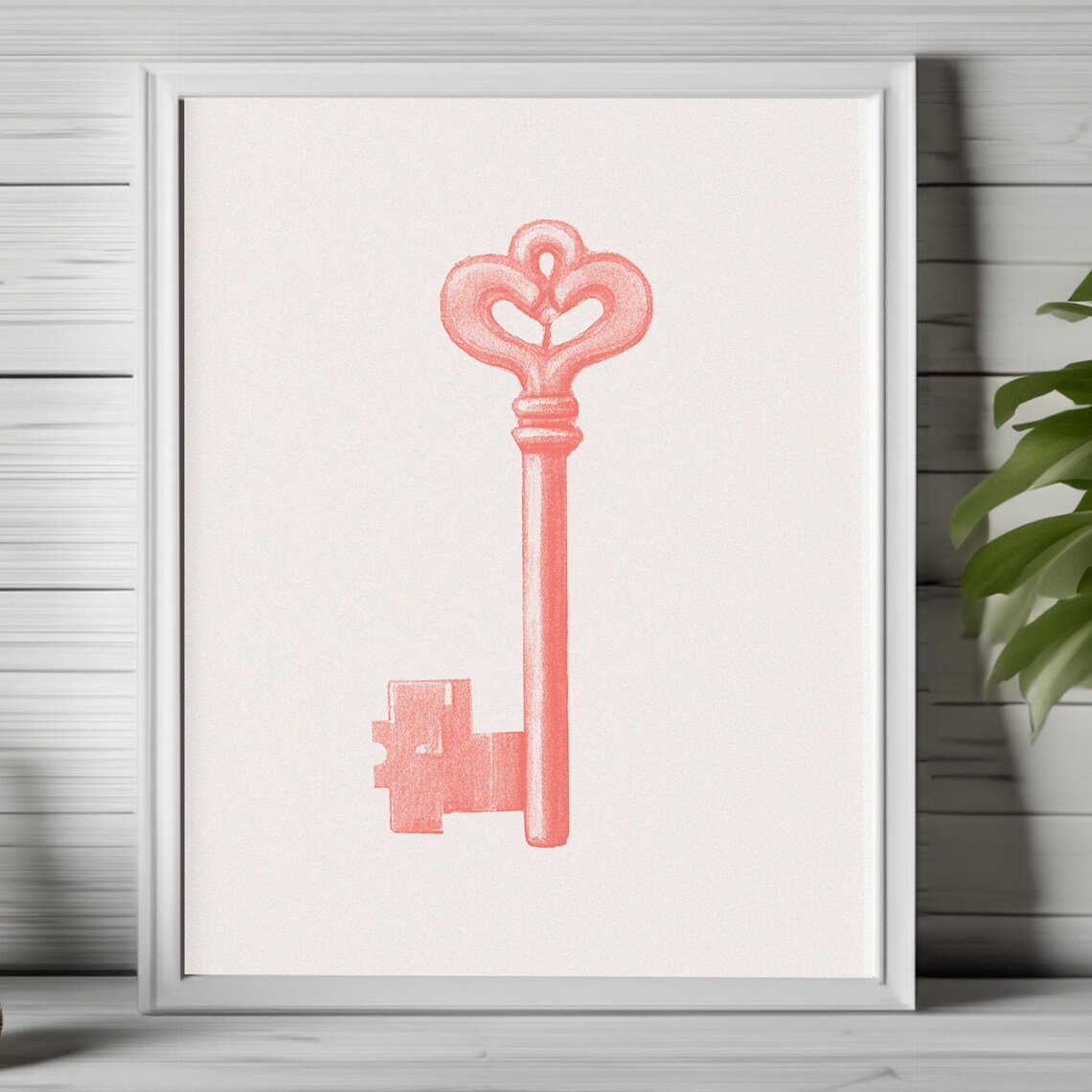 Blush Pink Vintage Key Minimalist Modern Dreamy Bedroom Poster