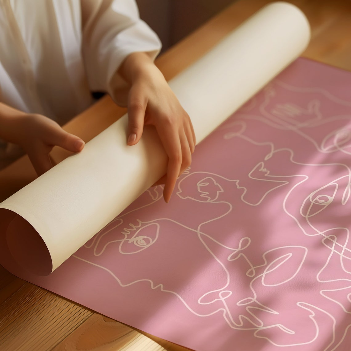 Picasso Museu Barcelona Line Art Faces Blush Pink Gallery Poster - Image 4