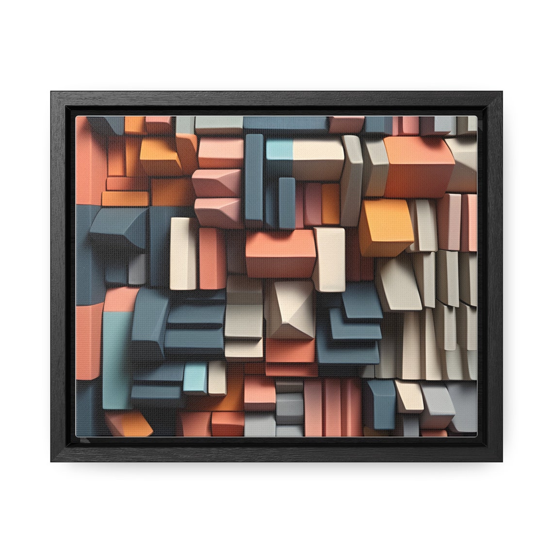 3D Geometric Blocks Mosaic Terracotta Teal Modern Art Poster - Image 4