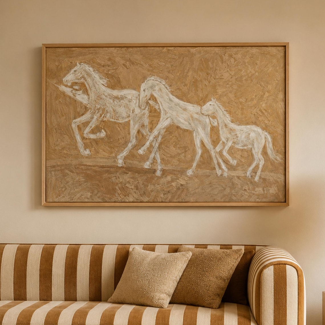 Minimal Abstract Horse Neutral Art Print, Mid-Century