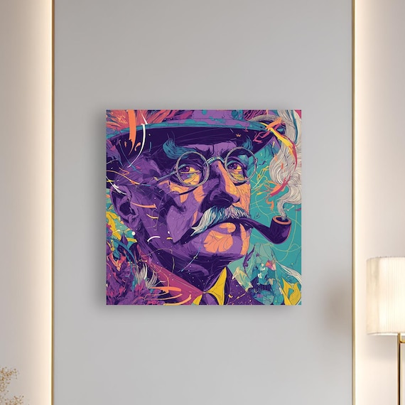 Colorful Gentleman With Pipe Vintage Pop Art Portrait Poster