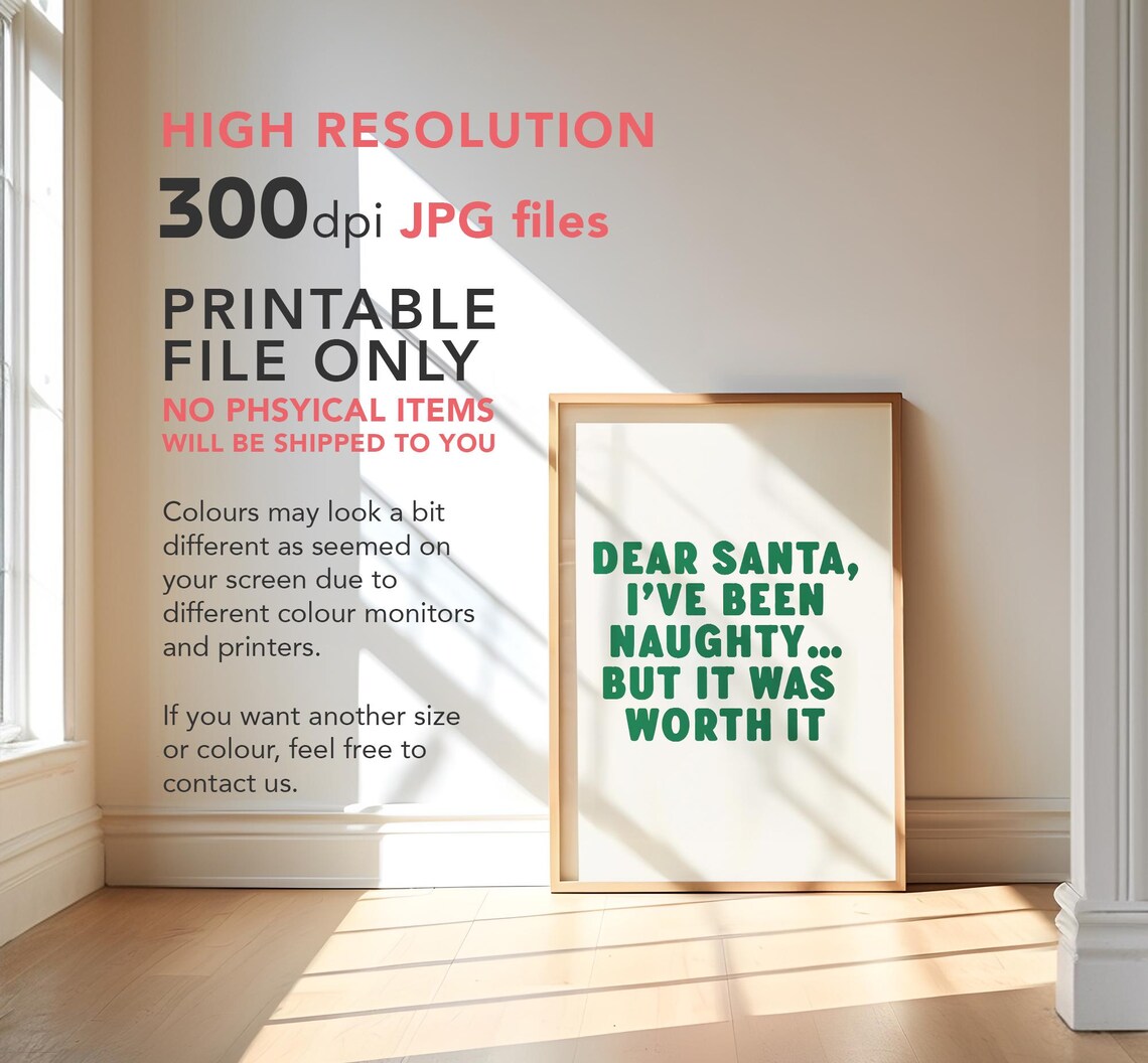 Funny Christmas Quote Art Print, Holiday Home Decor - Image 2