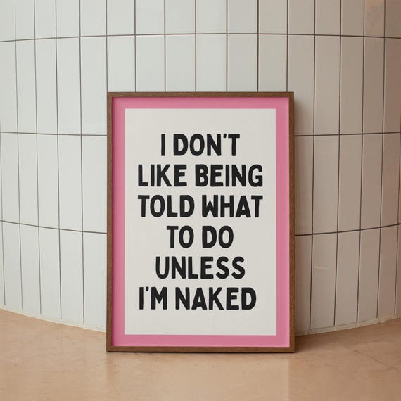 Funny Pink Bathroom Poster Adult Humor Bedroom Wall Art