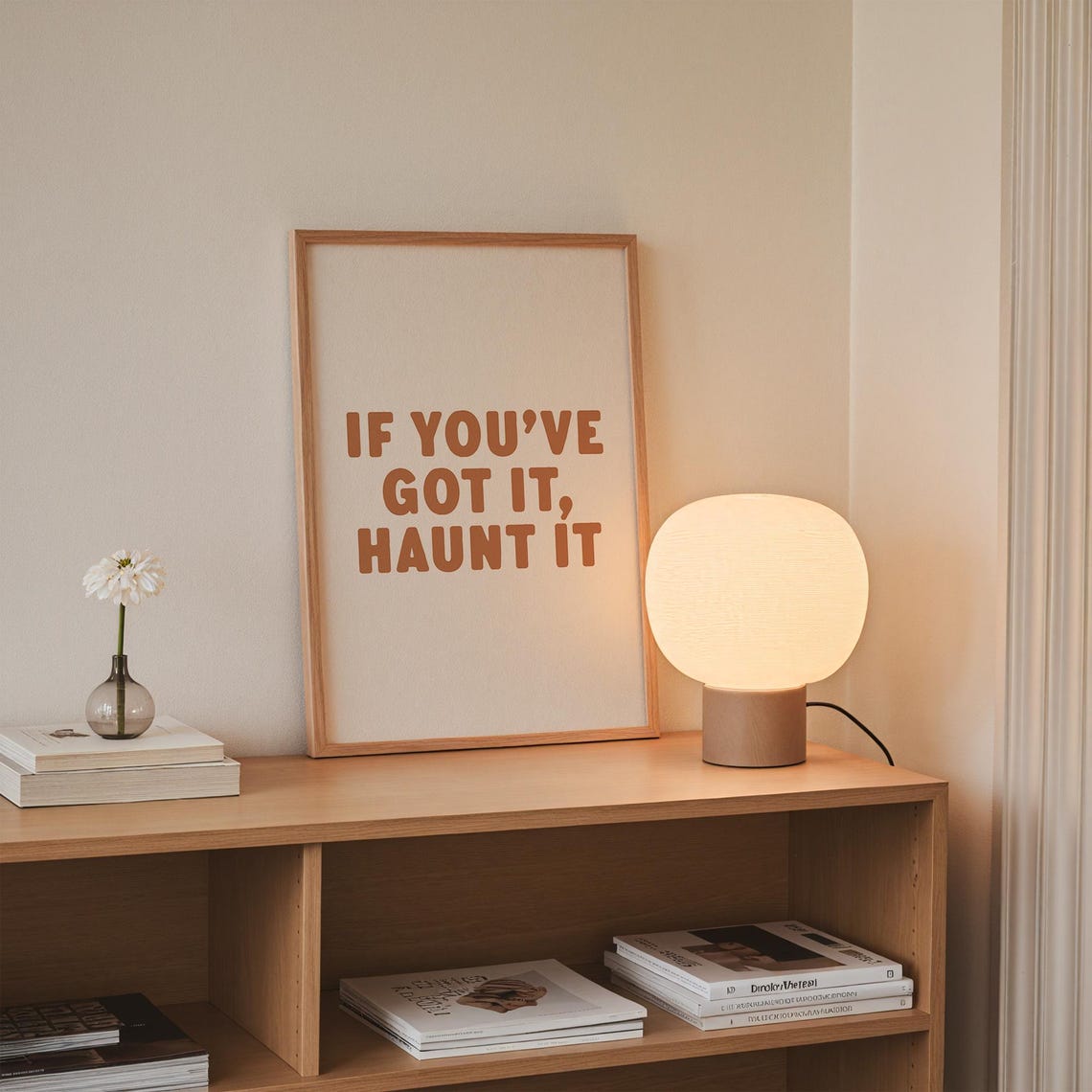 If Youve Got It Haunt It Funny Halloween Tan Typography Quote Poster - Image 3
