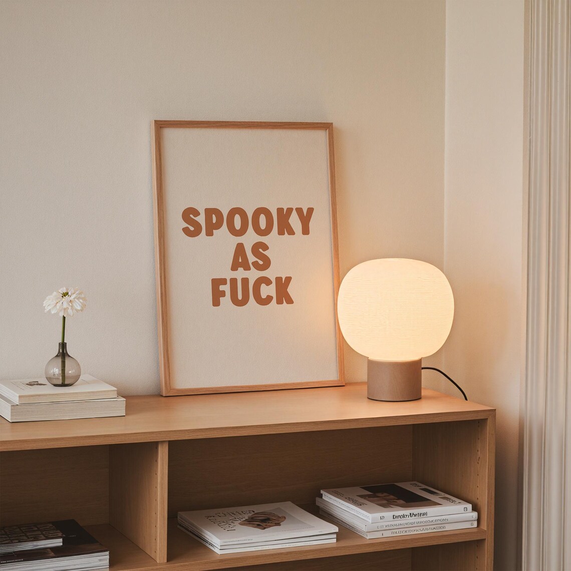 Spooky As Fuck Funny Halloween Tan Typography Bold Quote Poster - Image 2