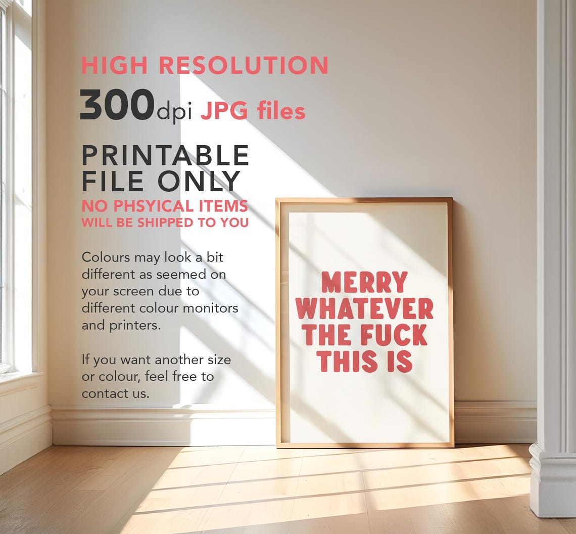 Merry Whatever This Is Funny Christmas Sarcastic Quote Poster - Image 3