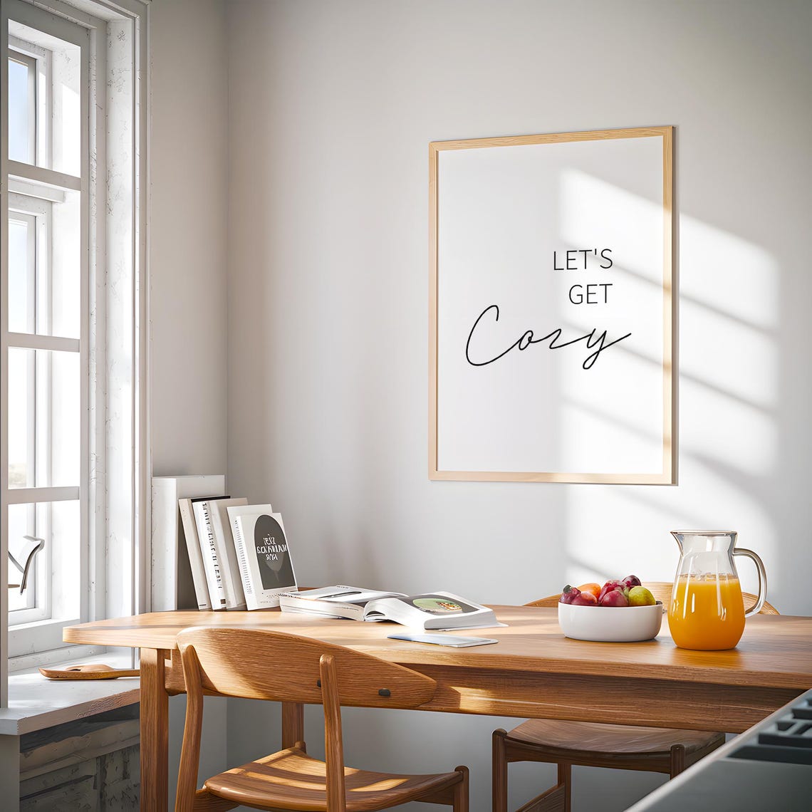 Let's Get Cozy Thin Script Typography Warm Home Quote Poster - Image 2