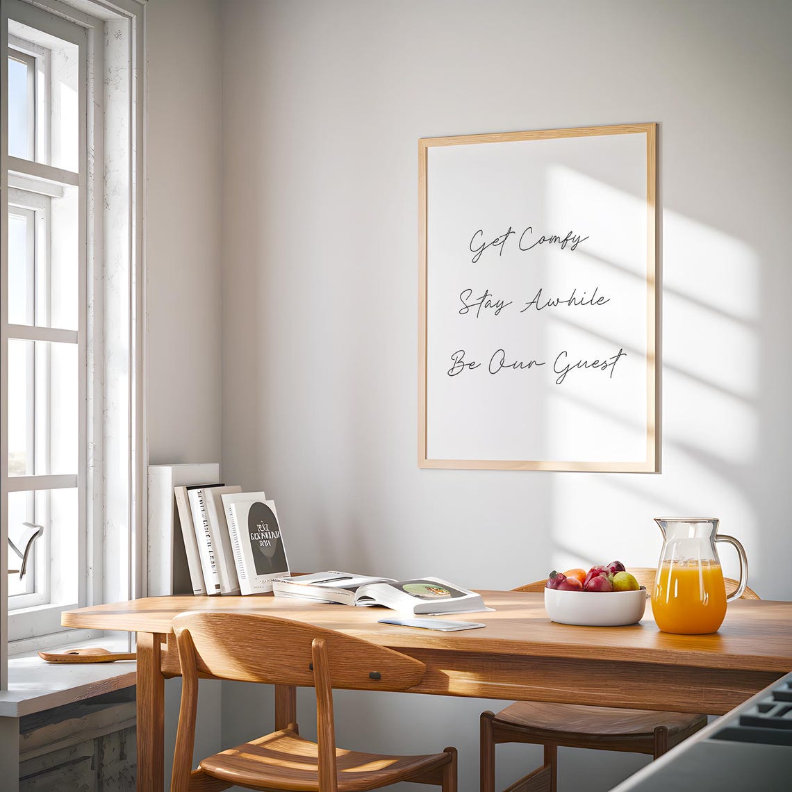 Get Comfy Stay Awhile Be Our Guest Gold Frame Script Welcome Poster - Image 4