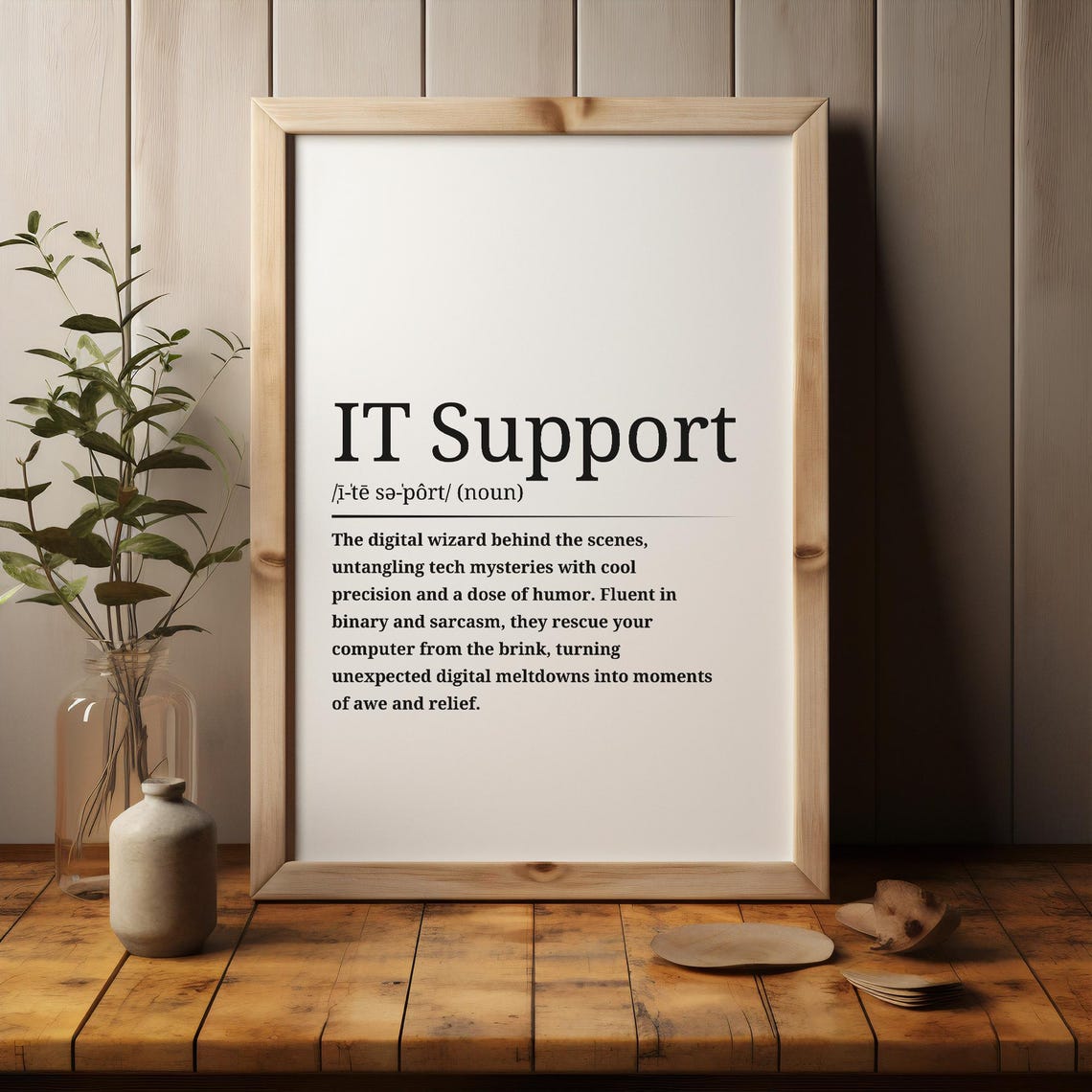 IT Support Definition Dictionary Style Tech Office Funny Quote Poster - Image 3