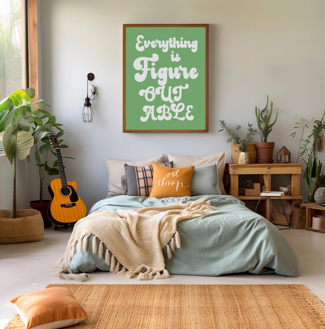 Everything Is Figureoutable White Groovy Green Motivational Poster - Image 2