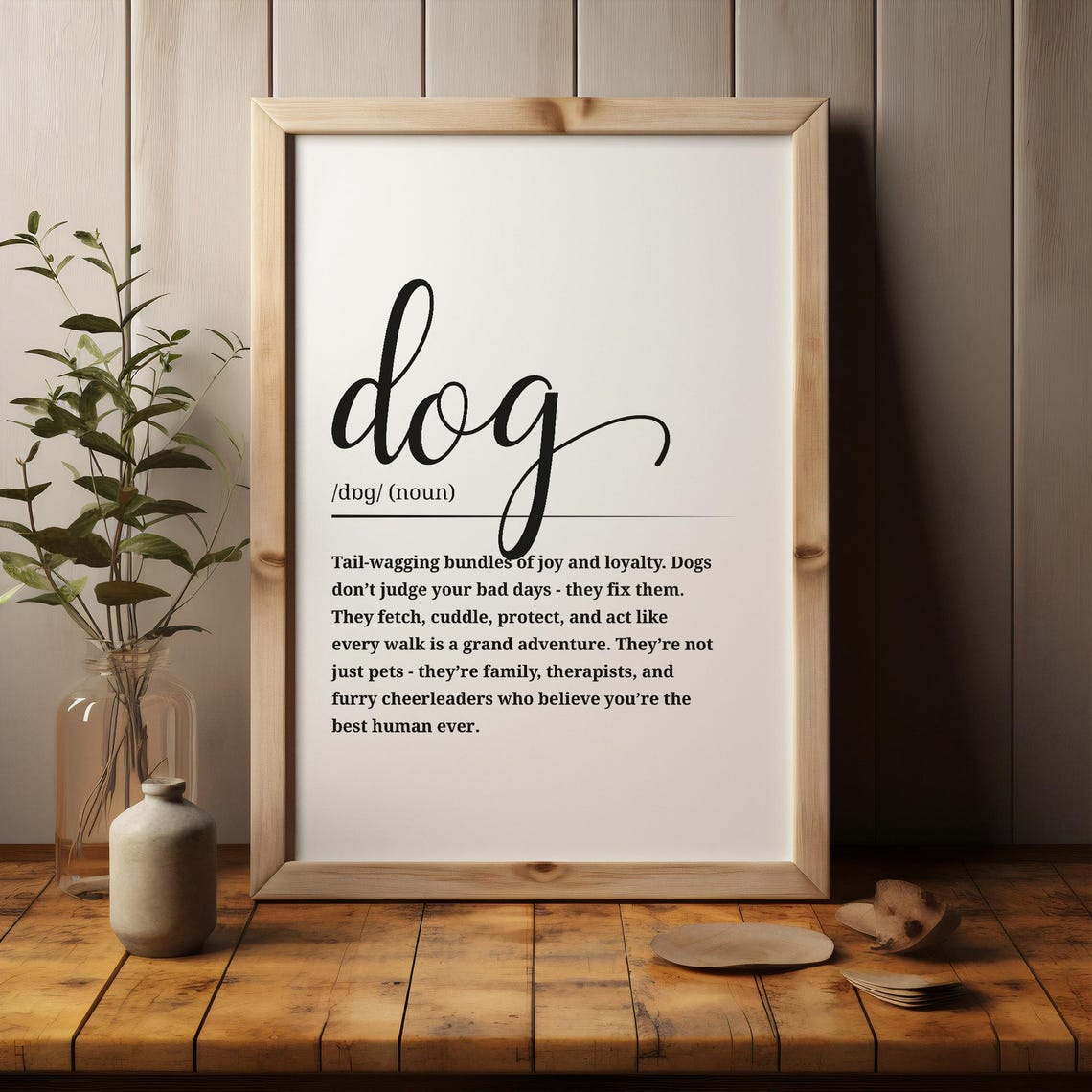 Dog Definition Noun Dictionary Art Tail Wagging Loyalty Quote Print