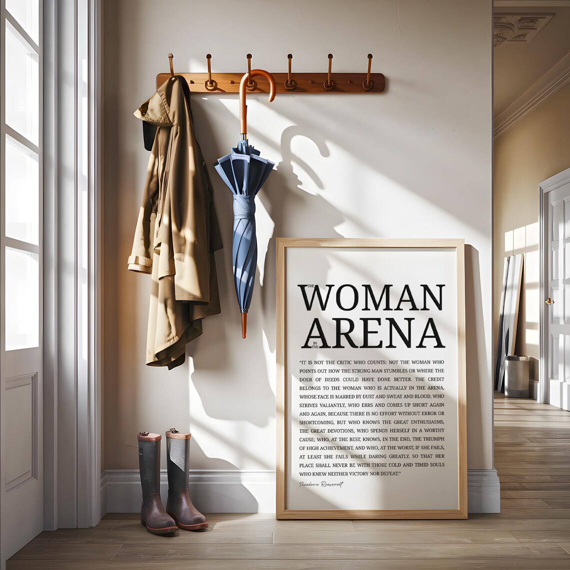 The Woman In The Arena Roosevelt Quote Bold Black Frame Typography Poster - Image 3