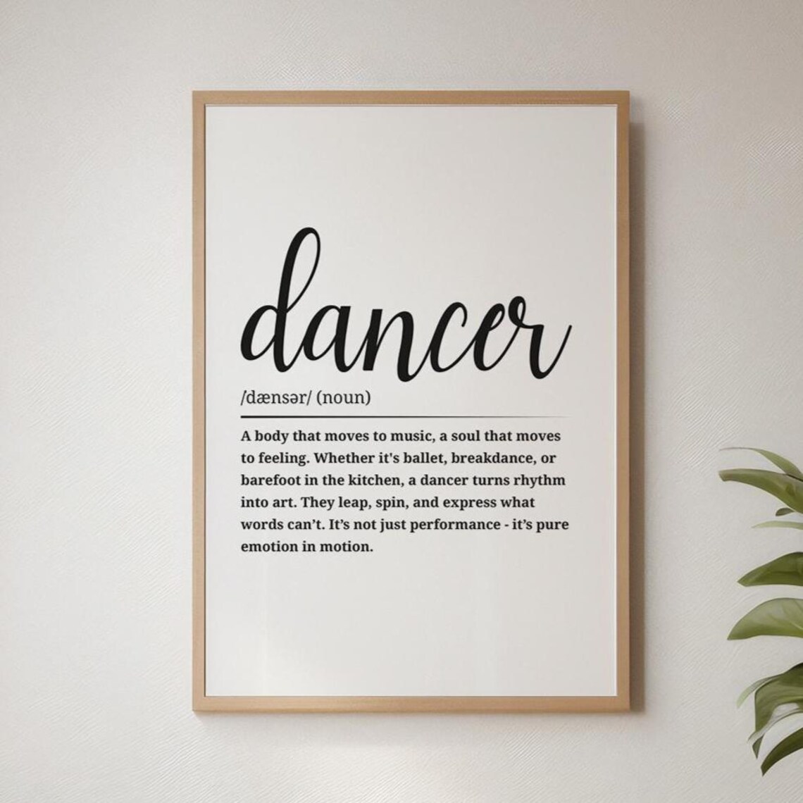 Dancer Definition Poster, Elegant Dance Decor