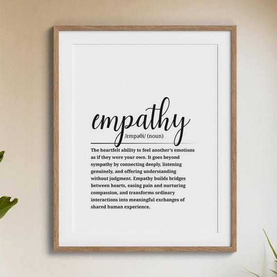 Empathy Definition Compassion Understanding Wall Art Black And White Inspirational Quote Decor