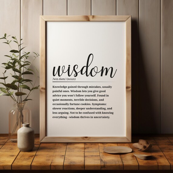 Wisdom Definition Dictionary Art Funny Script Typography Decor Poster