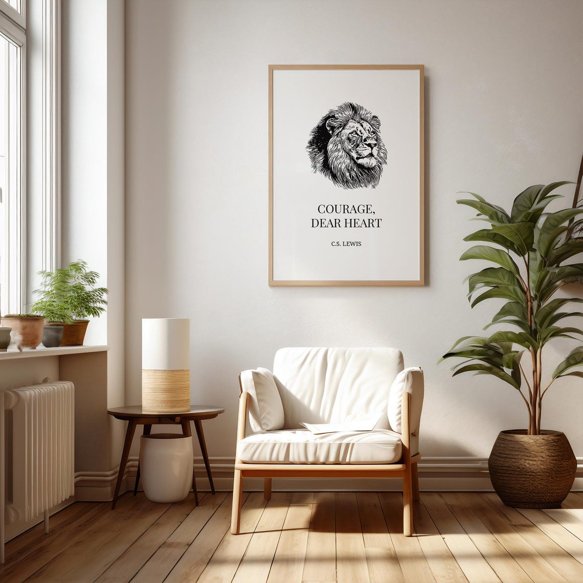 Courage Dear Heart C S Lewis Quote Lion Sketch Motivational Poster - Image 5