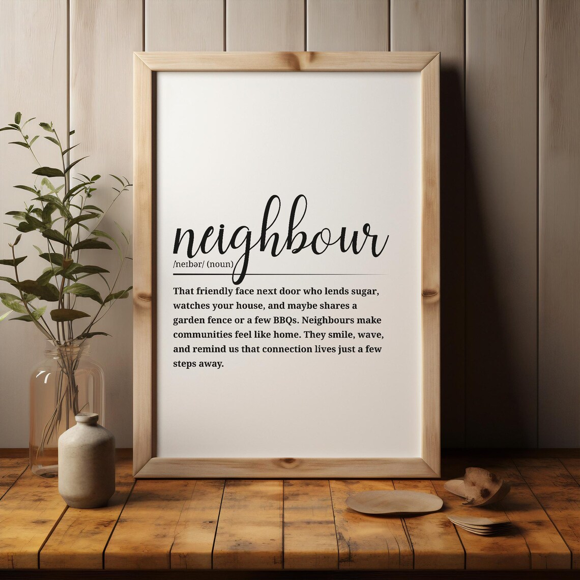 Neighbour Definition Dictionary Noun Script Typography Gift Wall Decor Poster - Image 3