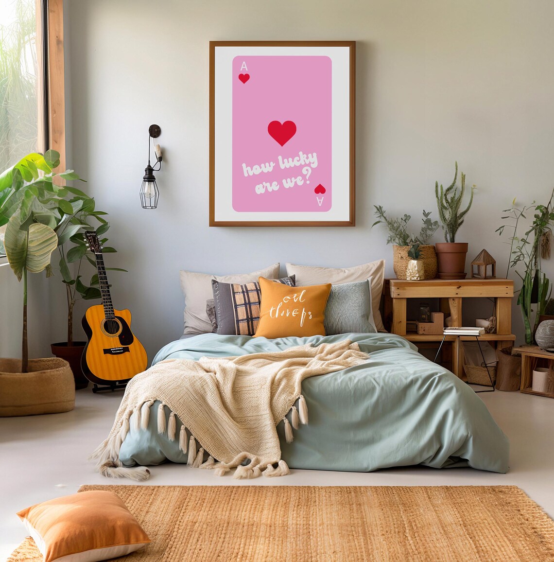 How Lucky Are We Pink Ace Of Hearts Playing Card Romantic Decor Poster - Image 2