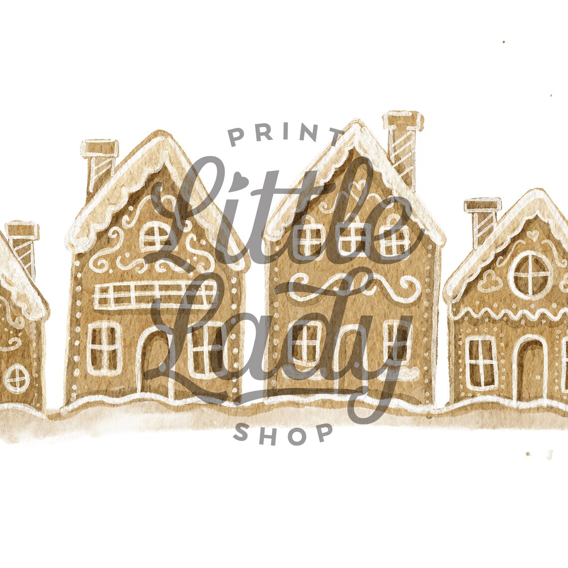 Gingerbread House Village Christmas Art Print - Image 2