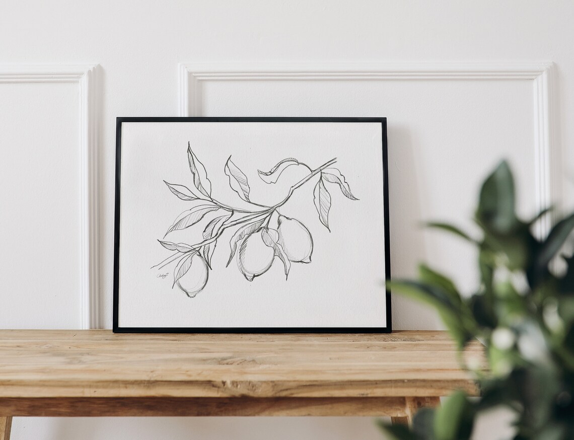 Lemon Pencil Sketch Art Print, Kitchen Decor - Image 3