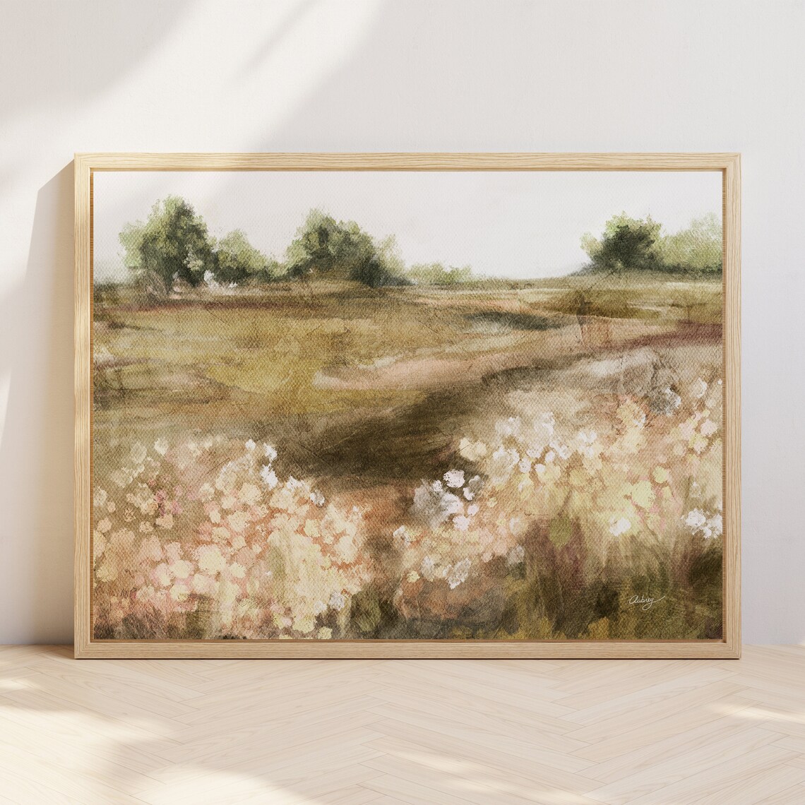 Summer Field Landscape Art Print, Cottage Scenery