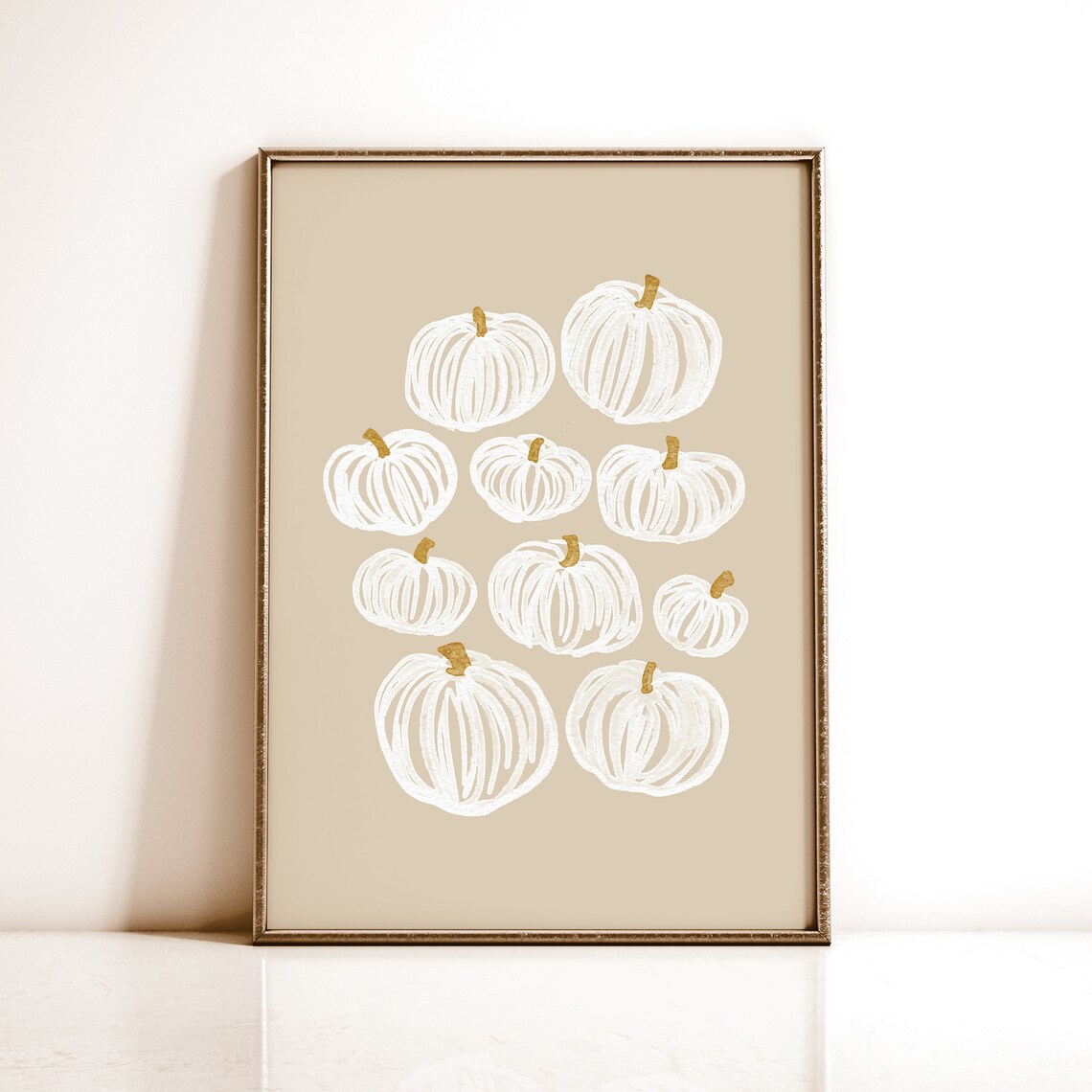 Neutral Pumpkin Painting Modern Fall Art Print
