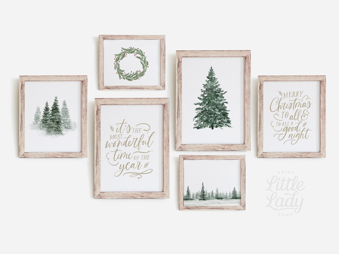 Natural Christmas Print Set of Six, Winter Art - Image 3