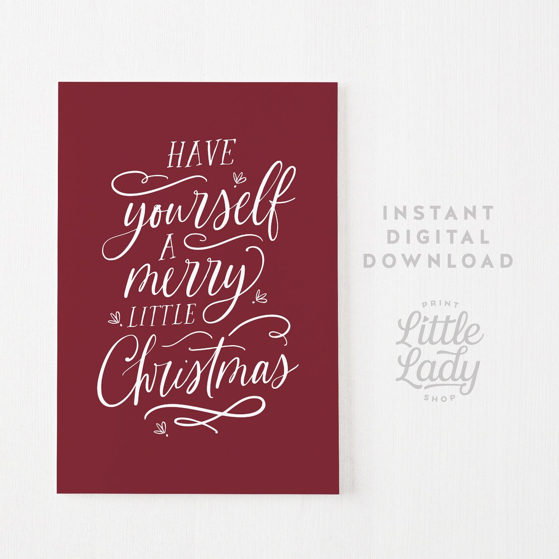 Dark Red Merry Little Christmas Holiday Saying Print - Image 4