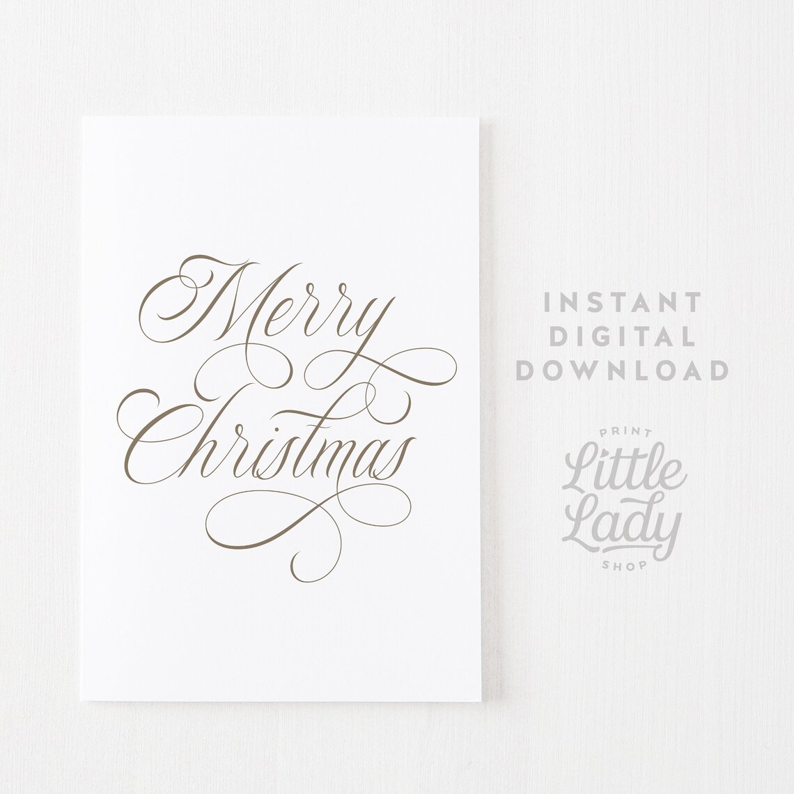 Merry Christmas Vintage Holiday Calligraphy Print