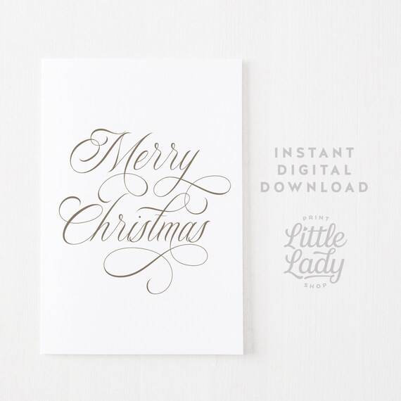 Merry Christmas Vintage Holiday Calligraphy Print
