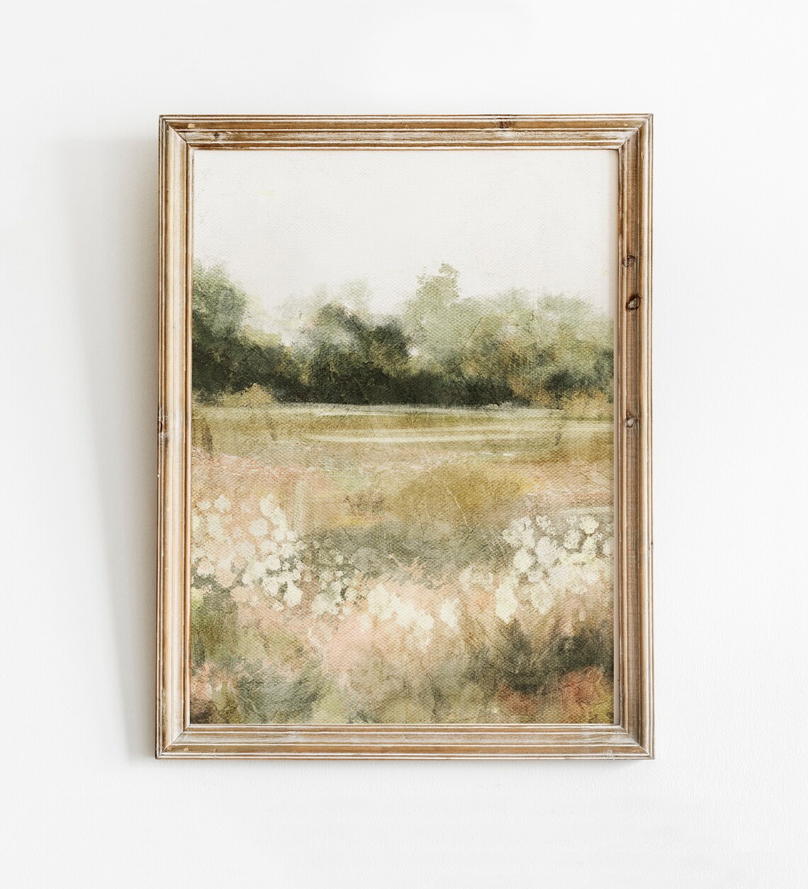 Spring Landscape Painting, Vintage Country Decor Art Print