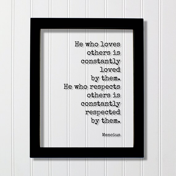 Mencius Loves Others Floating Quote Poster in Vintage Typewriter Style