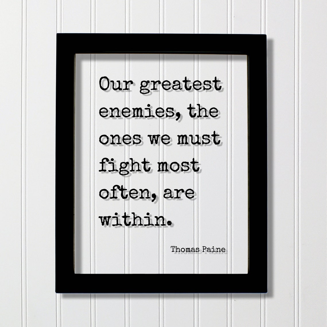Thomas Paine Inner Enemies Quote Floating Black Typewriter Poster