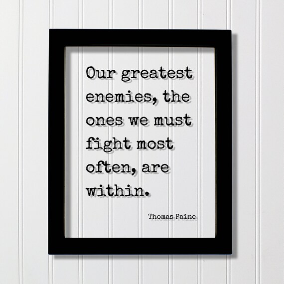 Thomas Paine Inner Enemies Quote Floating Black Typewriter Poster
