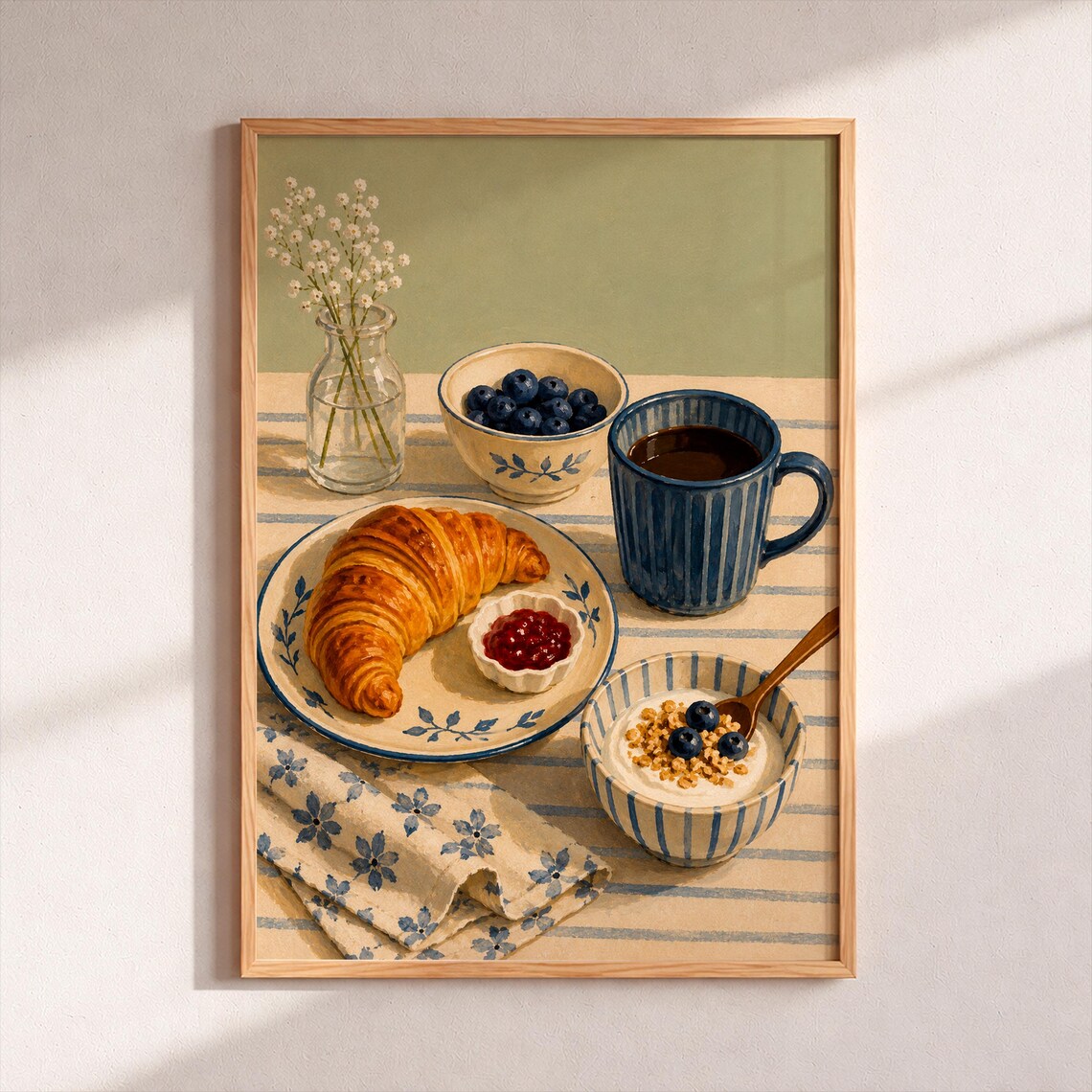 Cottagecore Breakfast Art Print, Farmhouse Kitchen