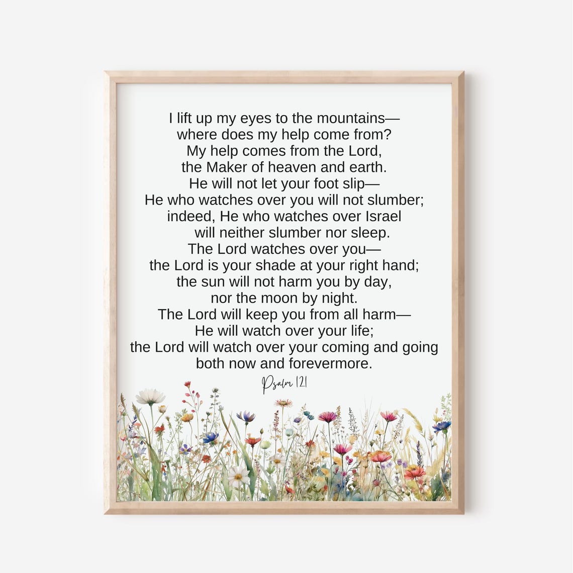 Psalm 121 I Lift My Eyes To The Mountains Scripture Wildflower Poster
