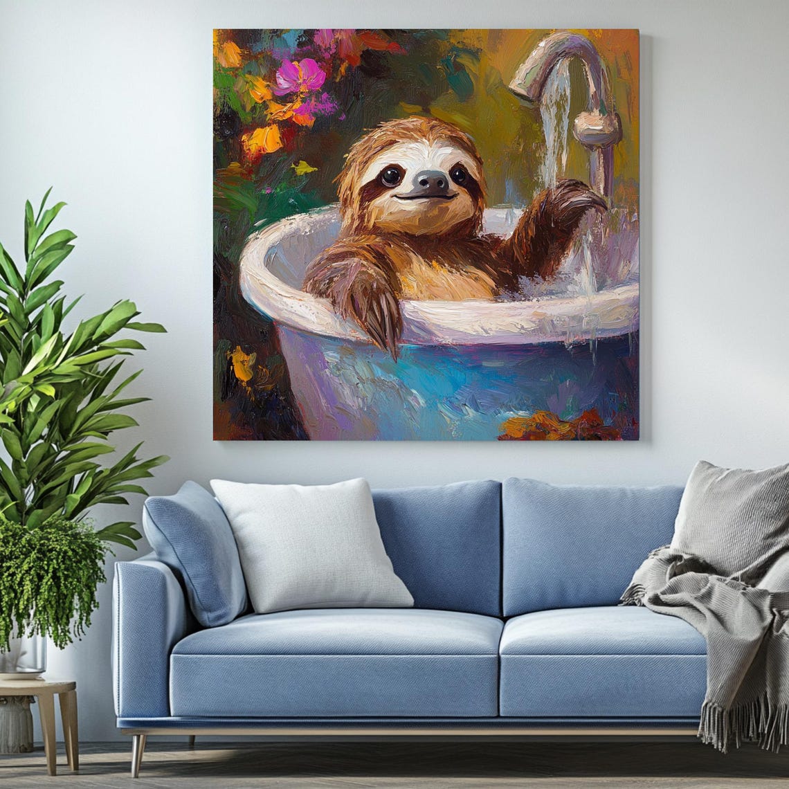 Sloth In Bathtub Poster, Whimsical Animal Decor - Image 2