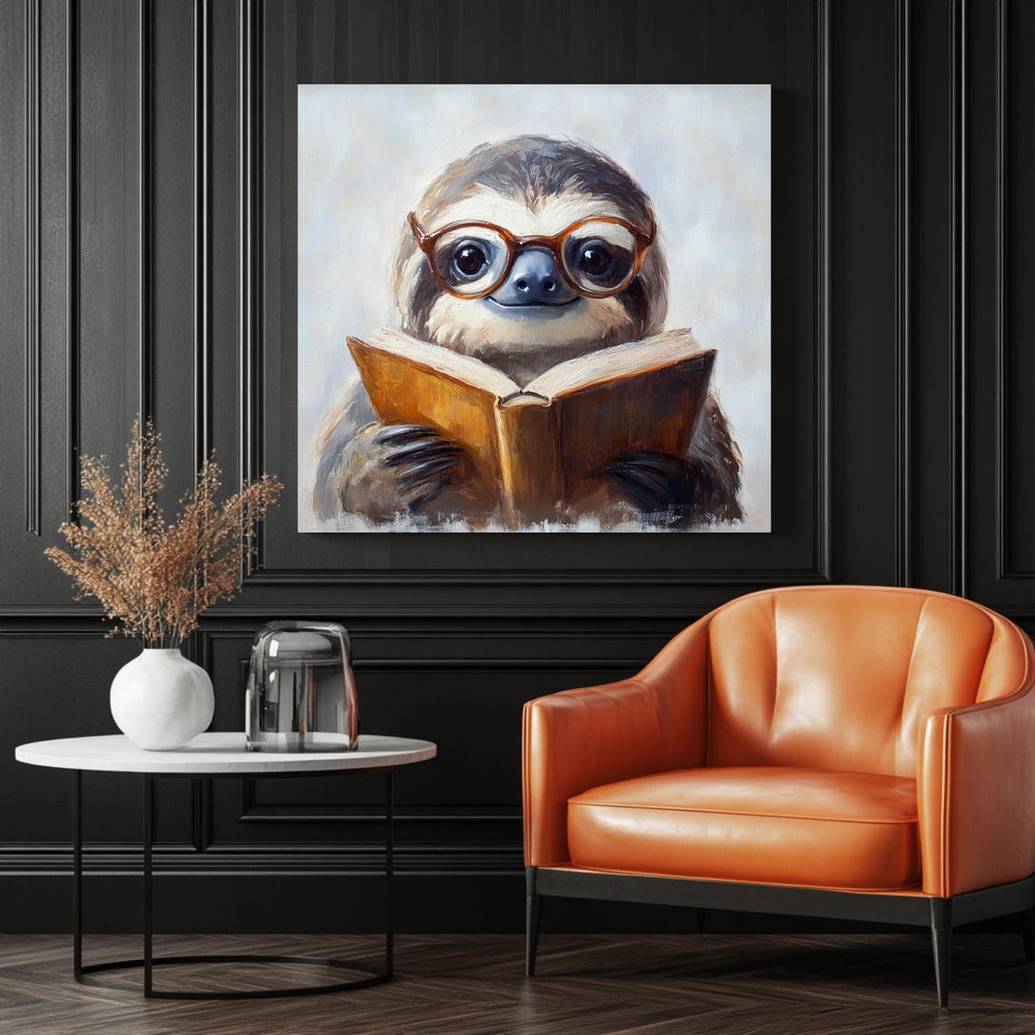 Sloth Reading Book, Cute Modern Nursery Decor - Image 3