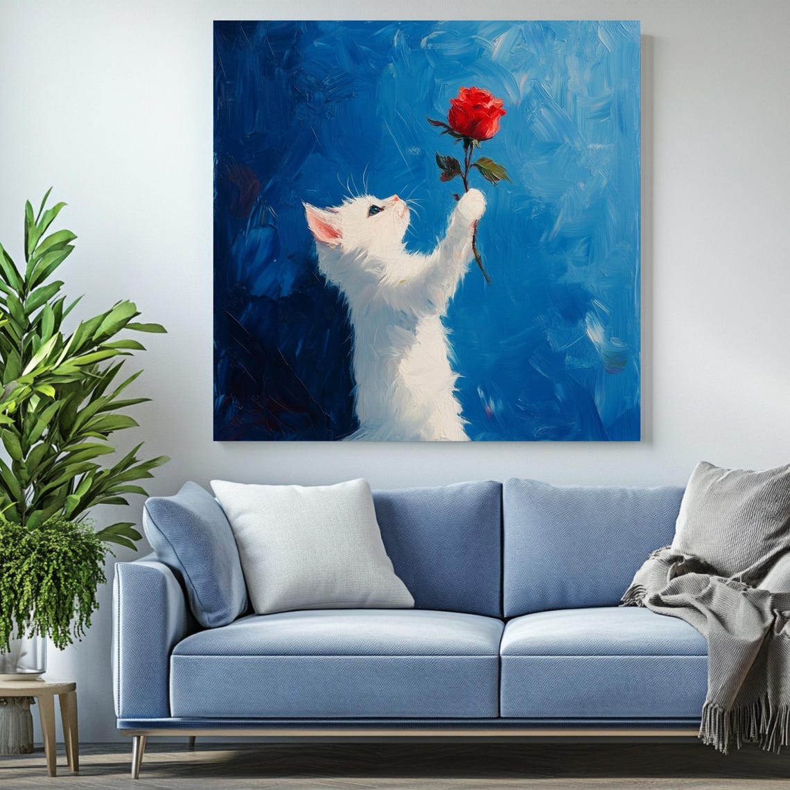 White Kitten Poster, Cute Cat Nursery Decor - Image 2